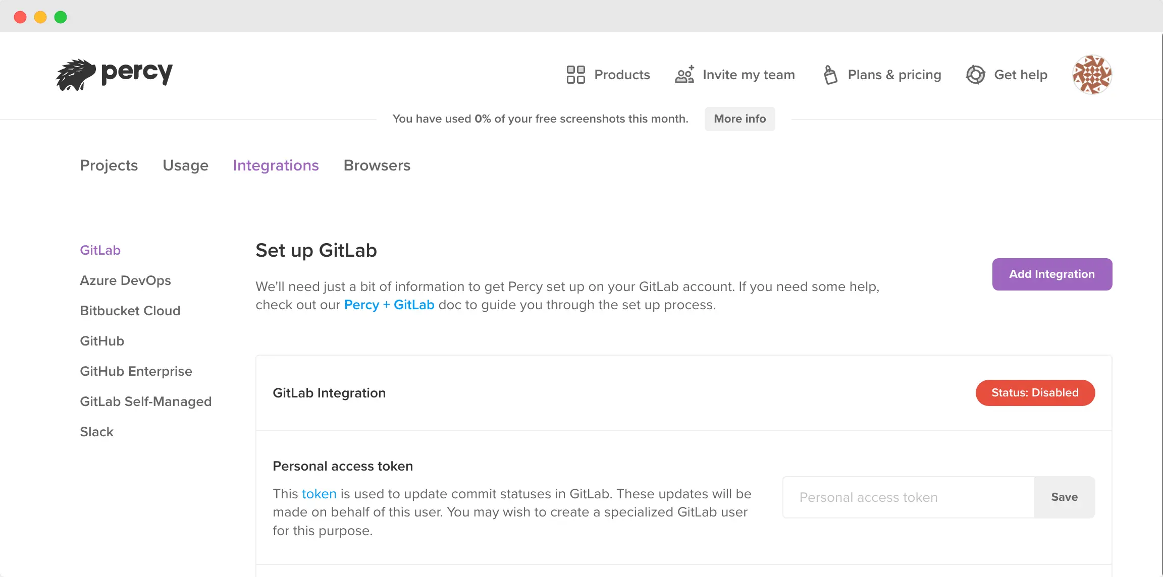 Add the Personal access token