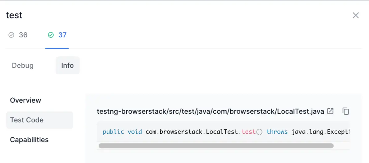 Info view test code