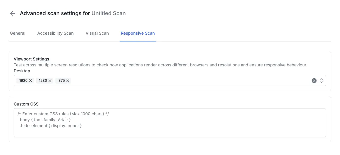 Responsive scan resolutions settings